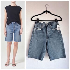 NWT AGOLDE Women's 90's Mid Rise Loose Denim Shorts in Precision Wash Size 23